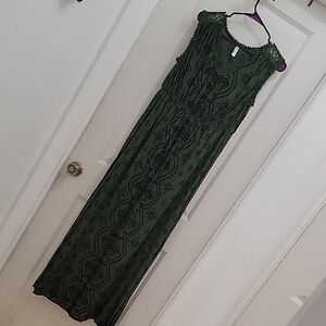 Xhilaration Forest Green Lace Maxi Dress